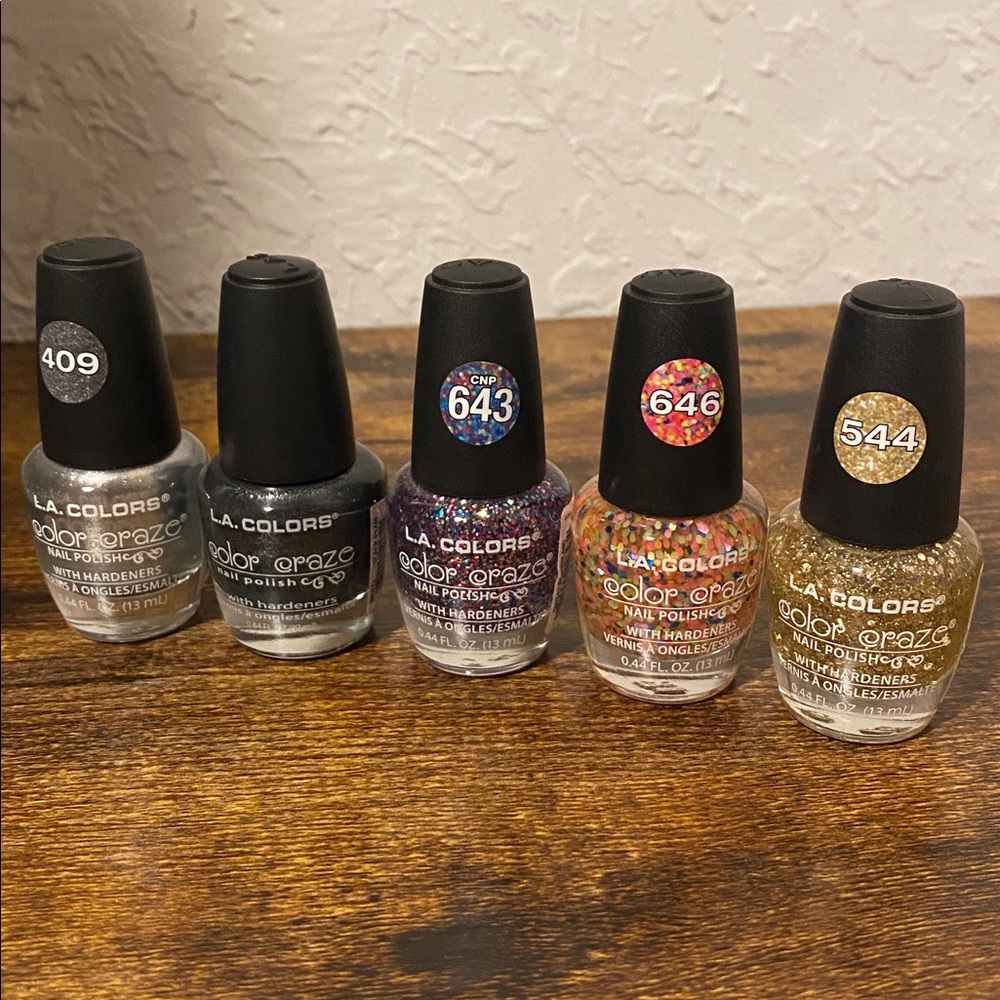 L.A. Colors Nail Polish Collection - Silver, Black, Purple, Multicolor, Gold 5